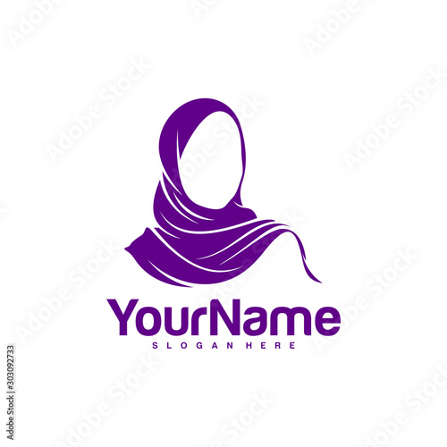 Muslimah Hijab Logo Design Vector. Hijab Logo Template. Icon Symbol. Illustration