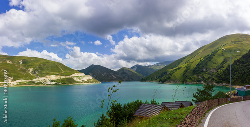 Beautiful mountain lake Kezenoy Am or Kezenoyam in Chechen republik in Russia