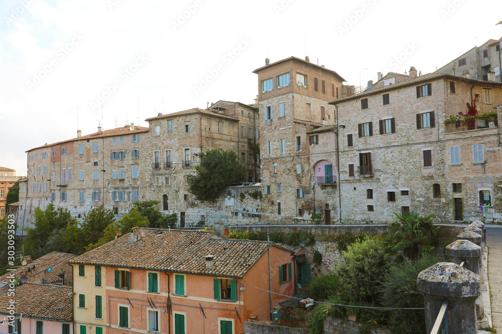 Old medieval houses of Perugia, Umbria, Italy.