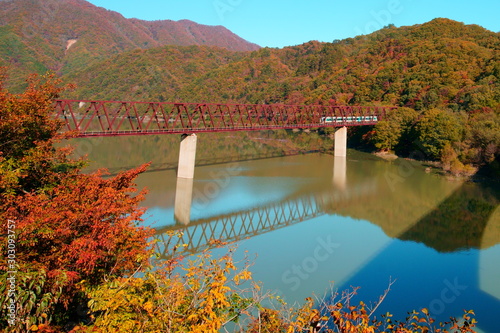 鉄橋と紅葉