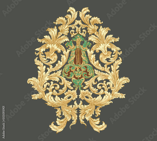 Decorative elegant luxury design.Vintage elements in baroque, rococo style.Design for cover, fabric, textile, wrapping paper .