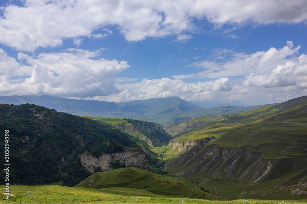Fototapeta premium Russian region, Chechen Republic, Caucasus Mountains