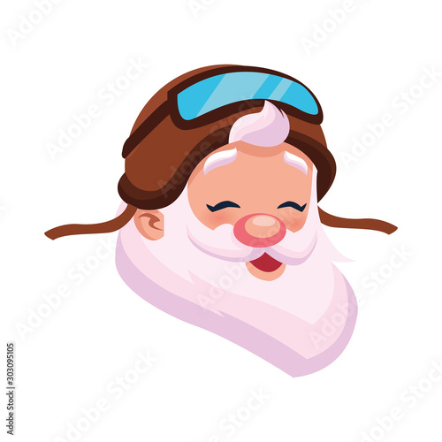 cartoon santa claus with aviator sunglasses and hat