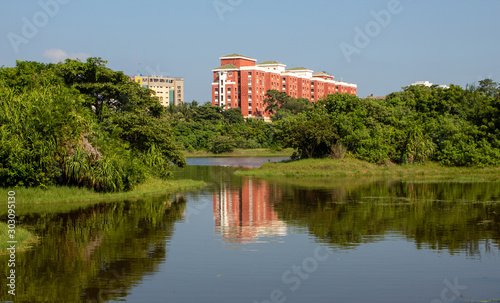 Landscape view of the estuary in the middle of the city, Chennai, India photo
