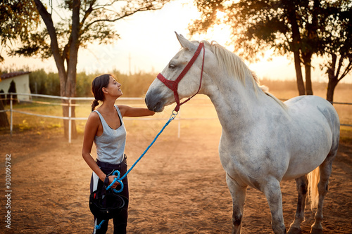 Pretty girl and her horse