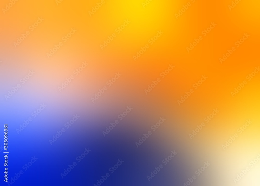 Blue yellow abstract blur pattern. Empty background. Colorful creative graphic. Bright formless illustration. 
