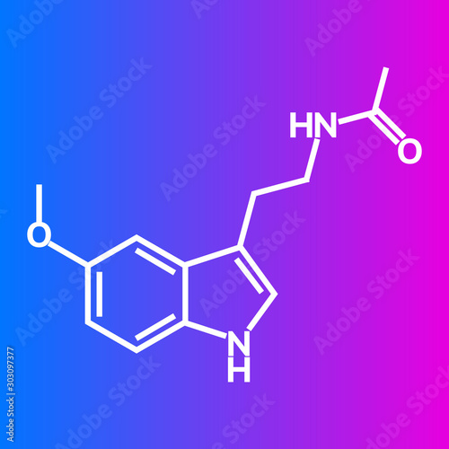 Melatonin chemical formula on gradient background
