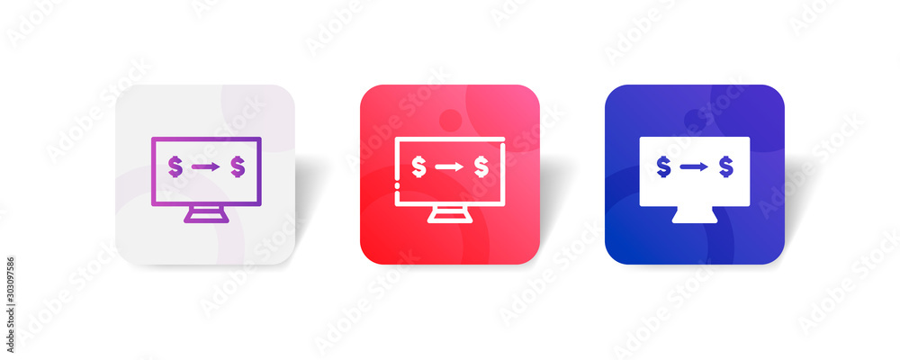 online money transfer round icon in smooth gradient background button