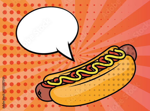 hot dog fast food pop art style