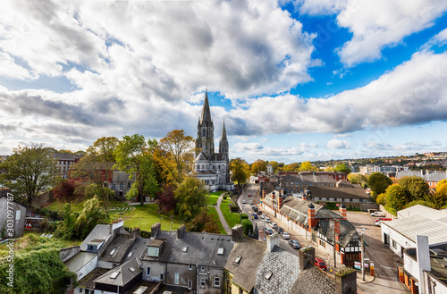panorama of city Cork with  St. Fin Barre's Cathedral , Ireland