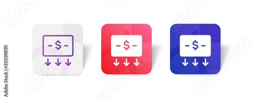 money withdrawal round icon in smooth gradient background button