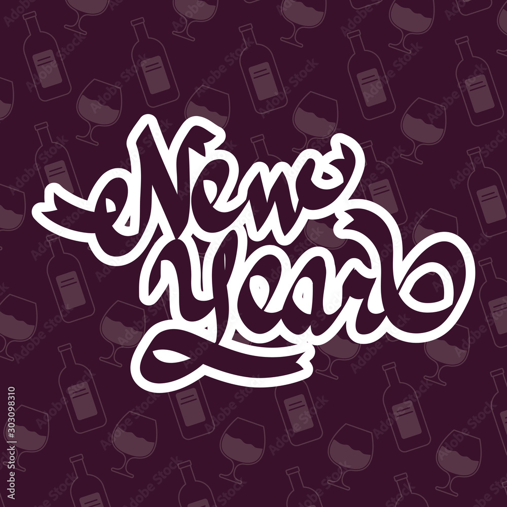 Fototapeta premium happy new year lettering celebration