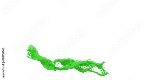 abstract isolated color liquid flow with bubbles - 3D Illustration