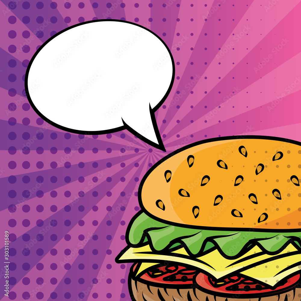 hamburger fast food pop art style