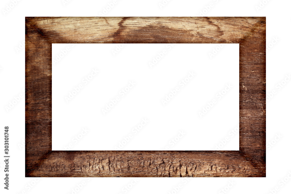 old wood frame classic isolated on white background. - obrazy, fototapety, plakaty 