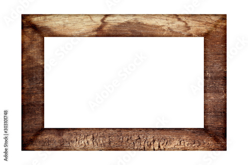 old wood frame classic isolated on white background.