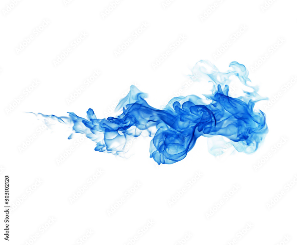 Blue smoke on white background