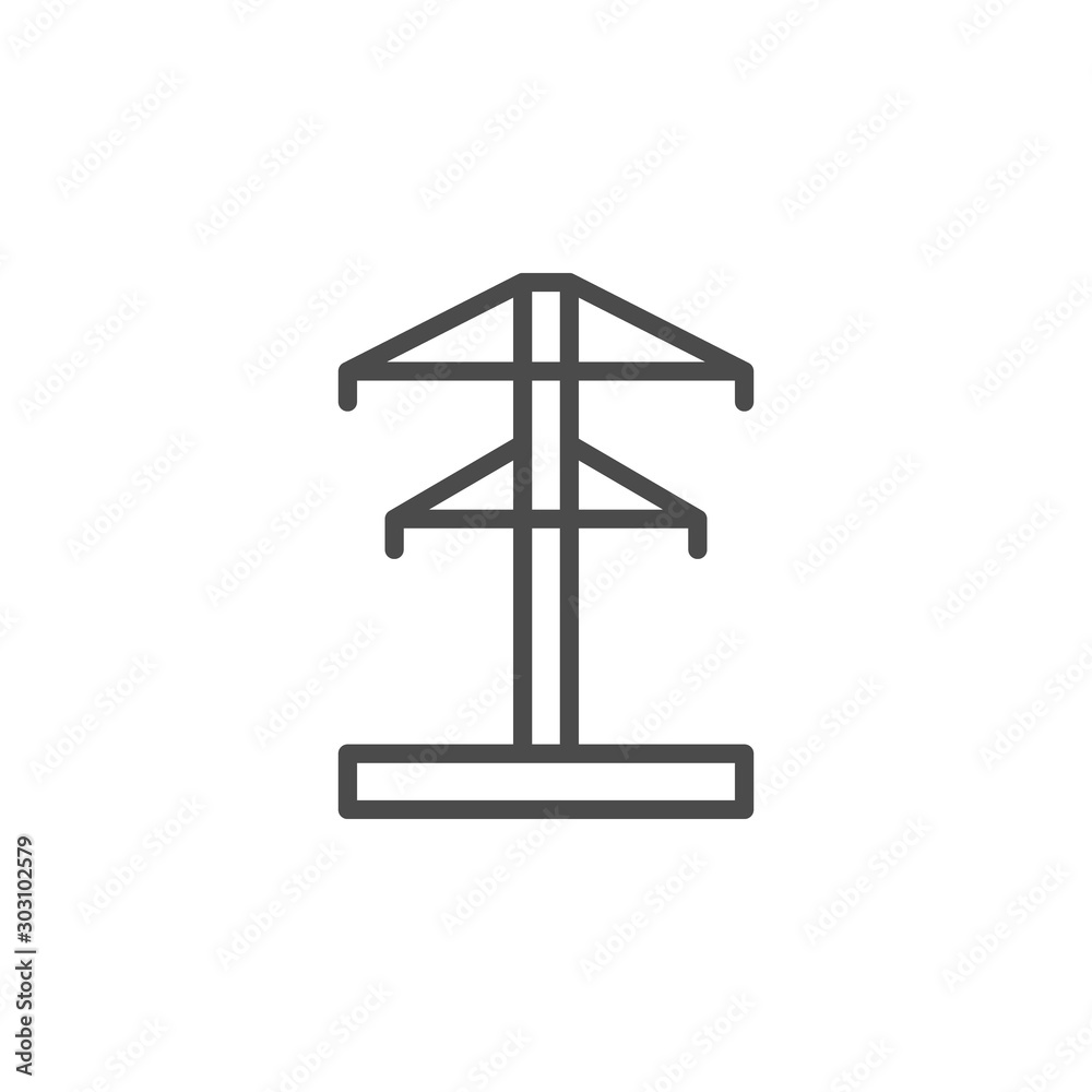 Electric pole line outline icon