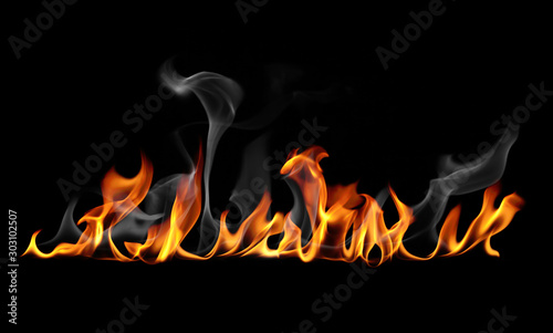 Fire and smoke on a black background