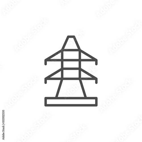Electric pylon line outline icon