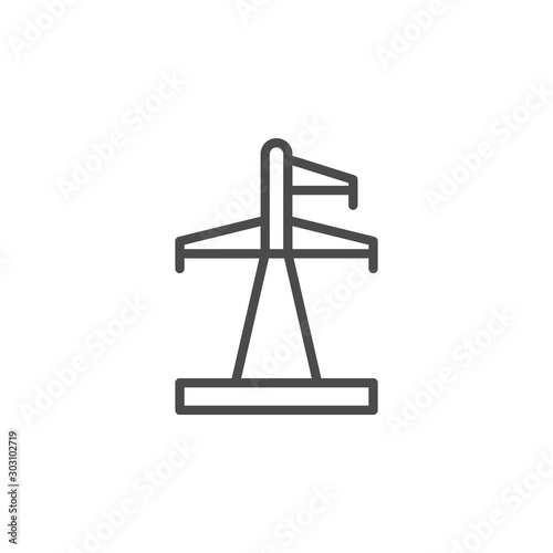 Electric pylon line outline icon
