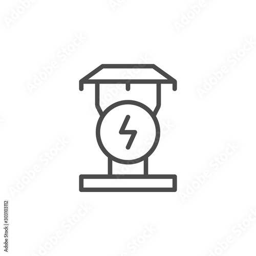 Electric pylon line outline icon