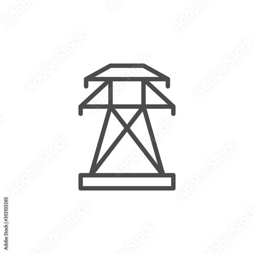 Electric pylon line outline icon