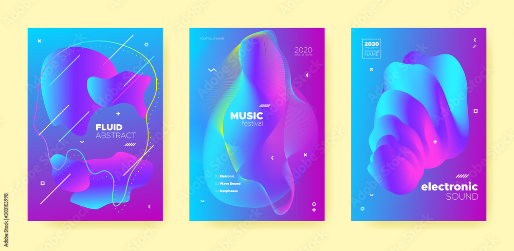 Blue House Music Poster. Abstract Gradient Blend. 