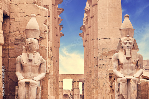 Luxor Temple Ramses statues. Statues at the Temple of Amun-Ra at Luxor. Egypt. photo