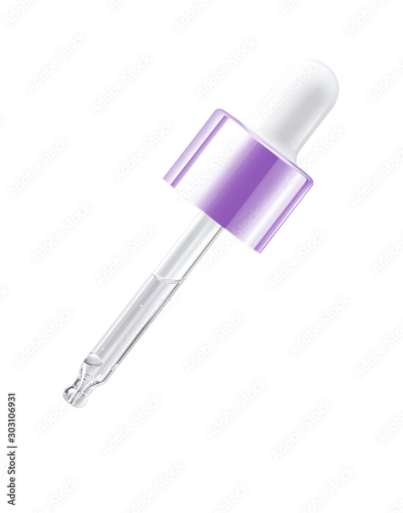 Cosmetic pipette with drops Cosmetic pipette with drops