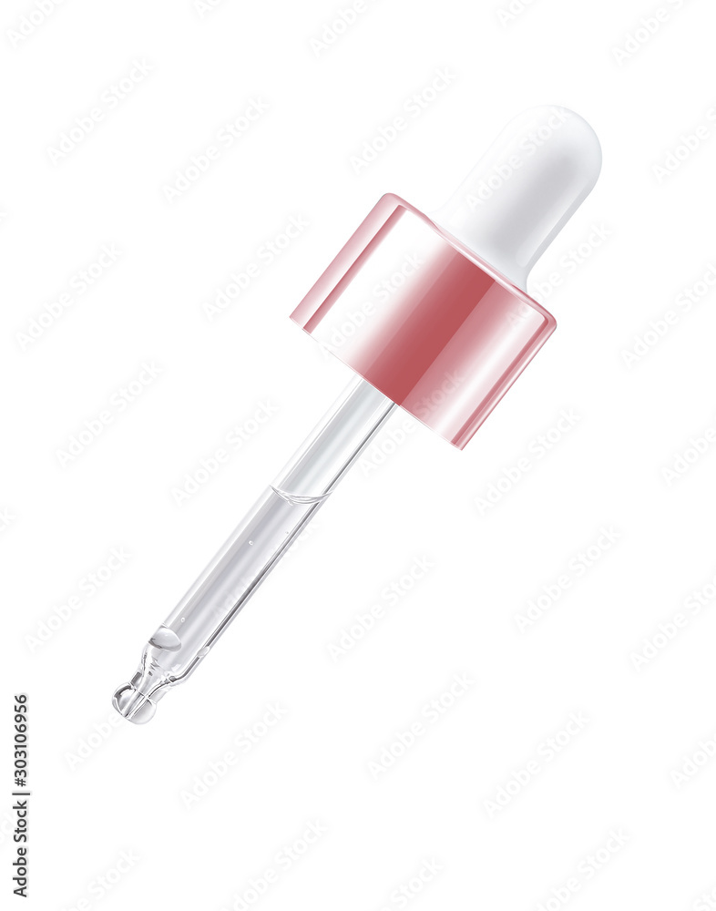 Cosmetic pipette with drops Cosmetic pipette with drops