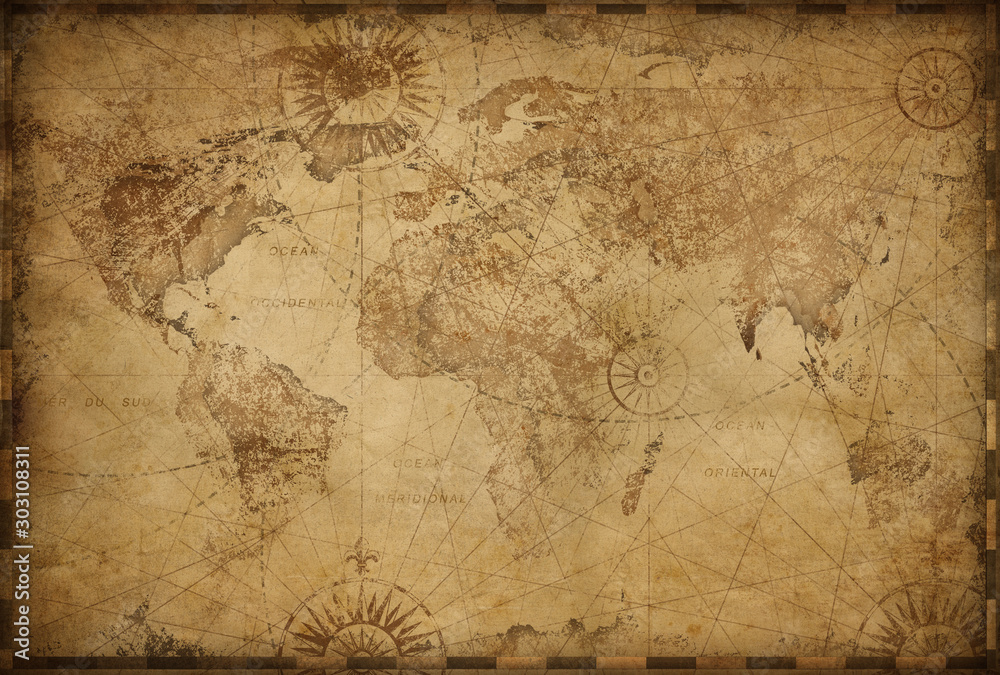 Vintage old world map illustration