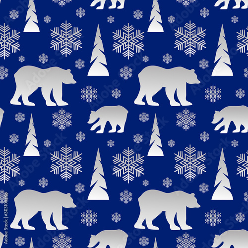 Winter Christmas pattern with bears © lenavetka87