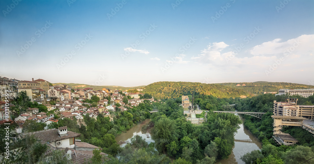 Panorama of the Yantra river in Veliko Tarnovo (Bulgaria)