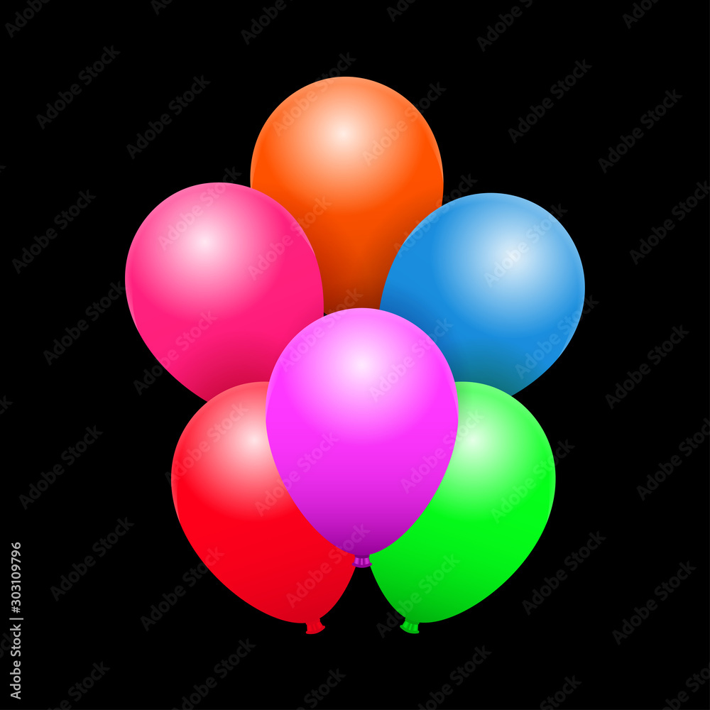 Multicolored balloons with shadows and highlights