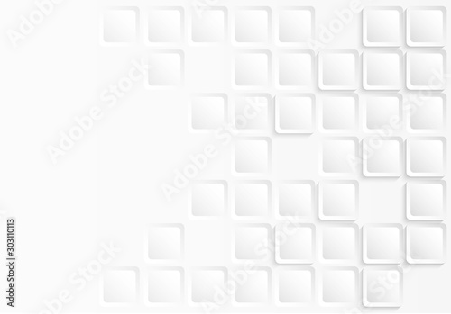 Abstract . geometric square paper white background  light and shadow . Vector.