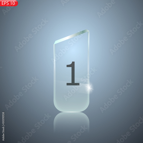 Glass Trophy Award. First place Prize plaque