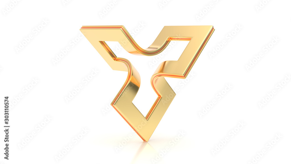 Abstract shape, symbol. Gold logo on white background. Abstract shape, symbol. Gold logo on white background.