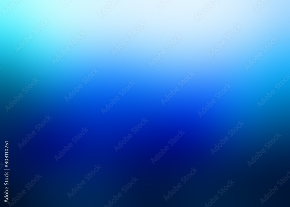Magical glow and deep shade abstract pattern. Blue azure gradient background. Defocus texture. Blurred night sky. Wonderful gloss.