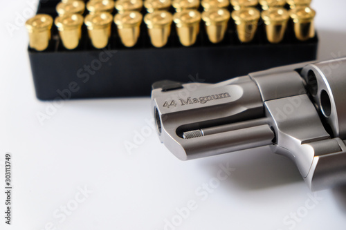 .44 magnum revolver gun with jacket soft point bulet photo