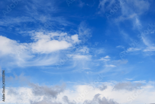beautiful blue sky with clouds, bright natural background