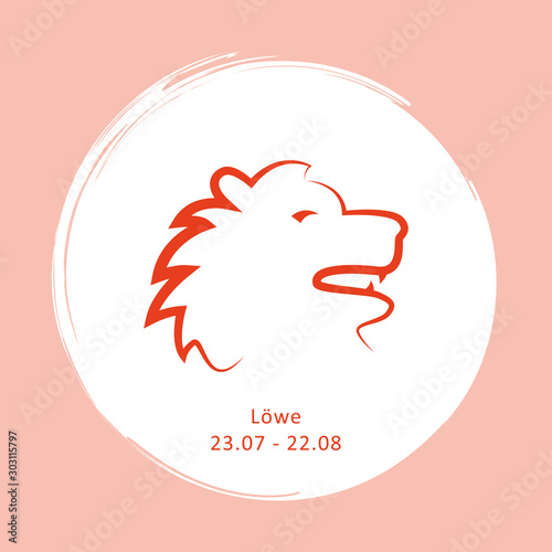 zodiac sign lion horoscope with description and date vector illustration EPS10