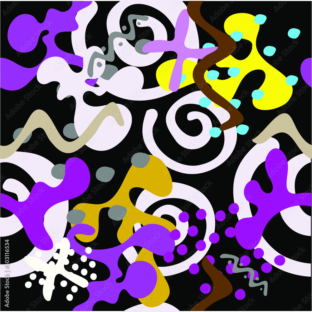 Design with cute shapes. Seamless pattern. Design with cute shapes. Seamless pattern.