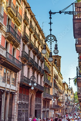 Old street in the gothic quarter of Barcelona