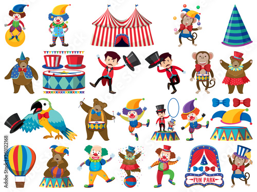 Large set of isolated objects of circus