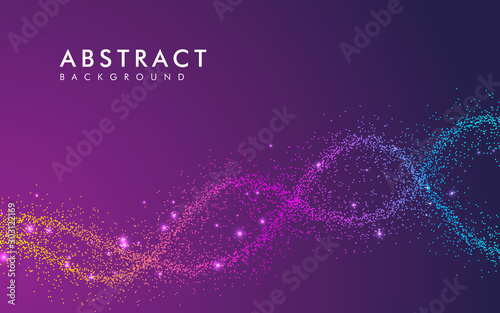 Dynamic abstract color particles background. Modern liquid flow dots elements.