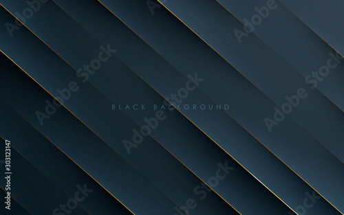 Modern black abstract background concept with gold line