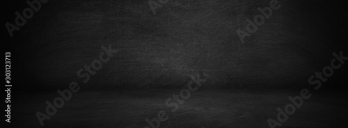 Fototapeta Naklejka Na Ścianę i Meble -  dark texture chalk board show room and studio with black banner background