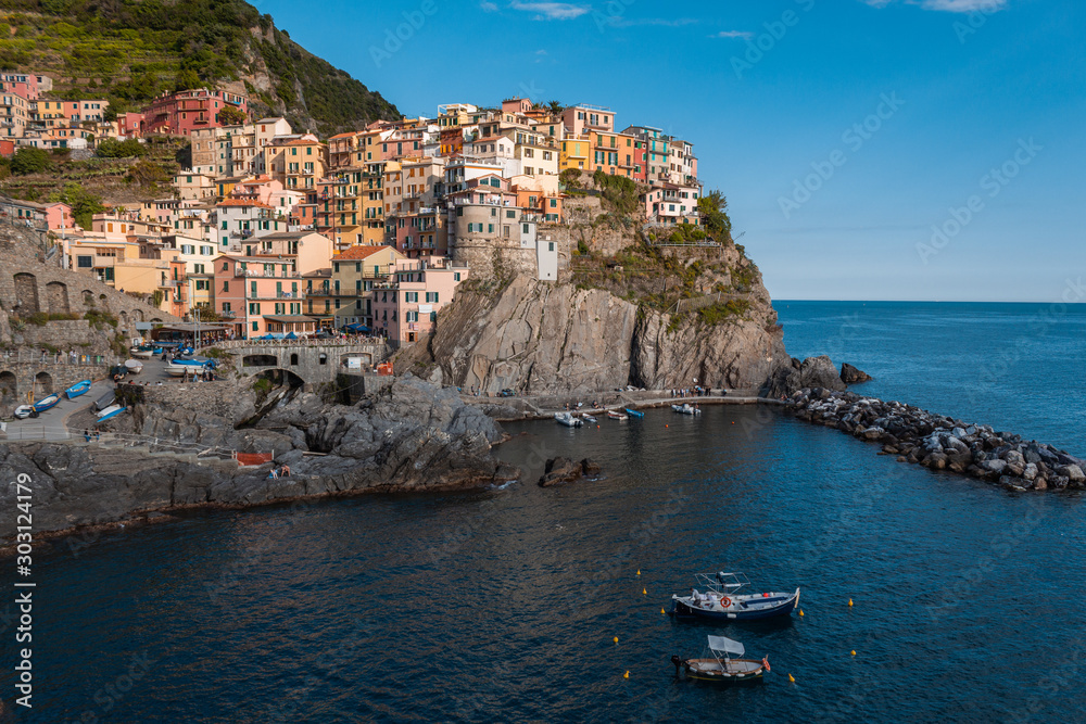 Cinque terre Rio Maggiore Italy coastline colorful houses on the sea
