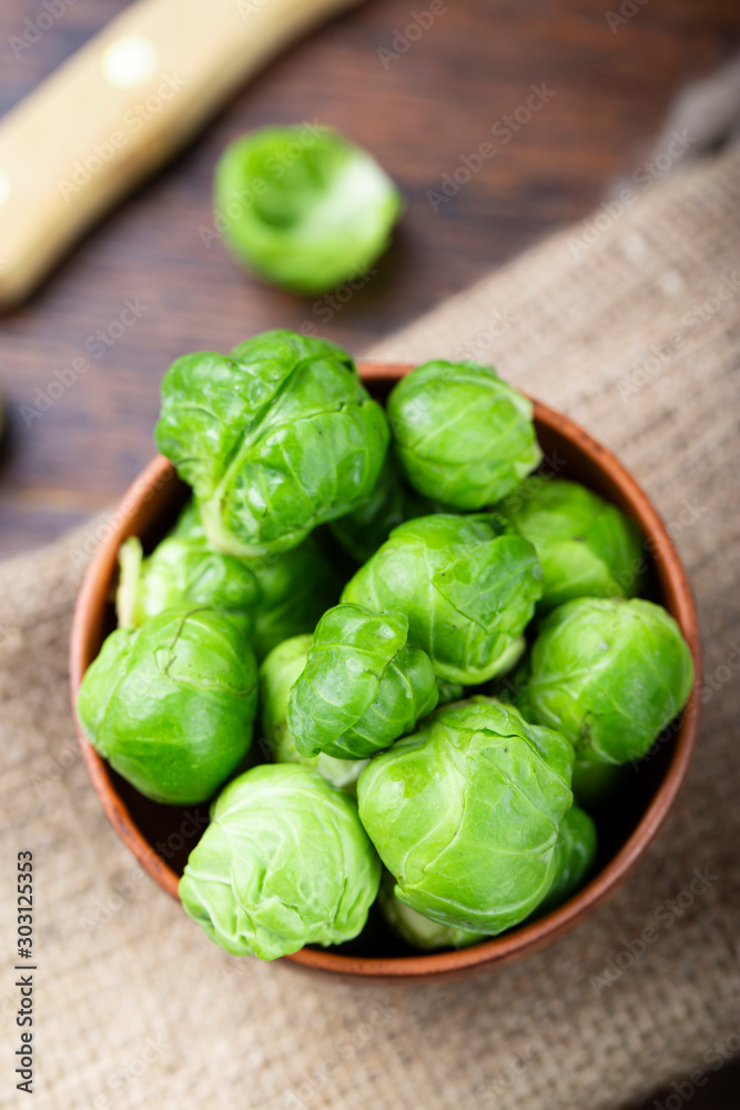 raw brussels sprouts in a plate raw brussels sprouts in a plate